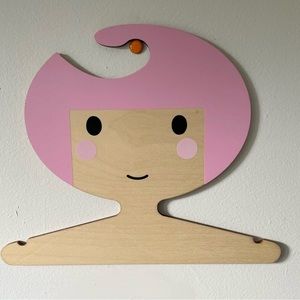 Red hand gang kid decorative hanger in pink